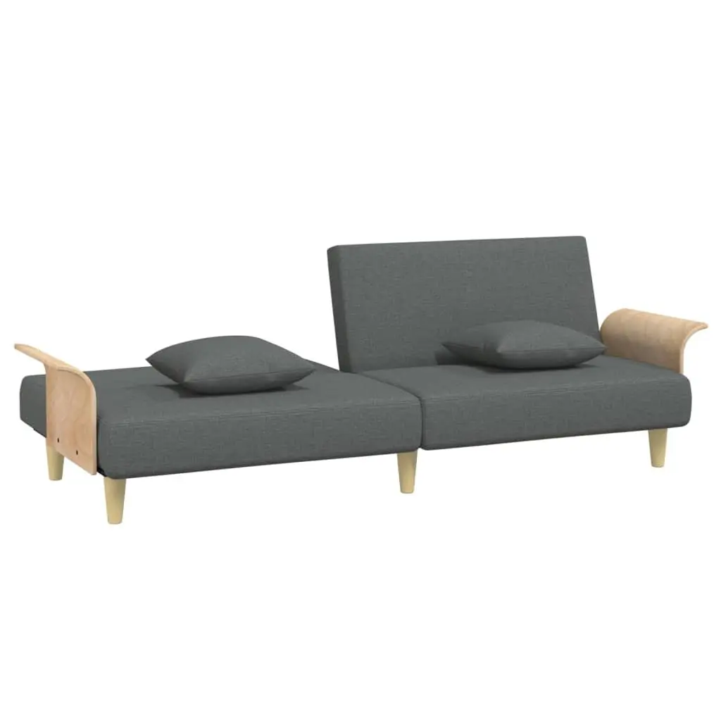 Grey Fabric Sofa Bed with Armrests