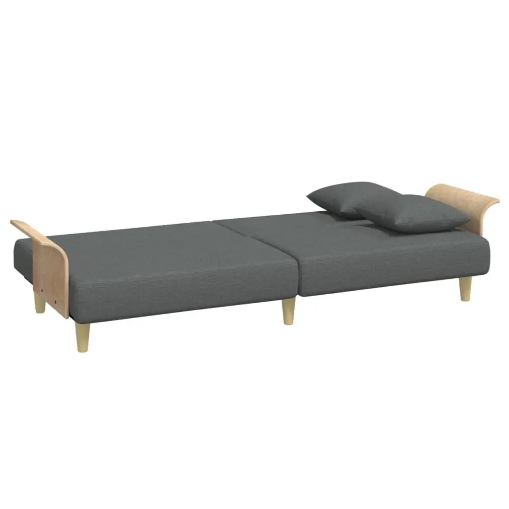 Grey Fabric Sofa Bed with Armrests