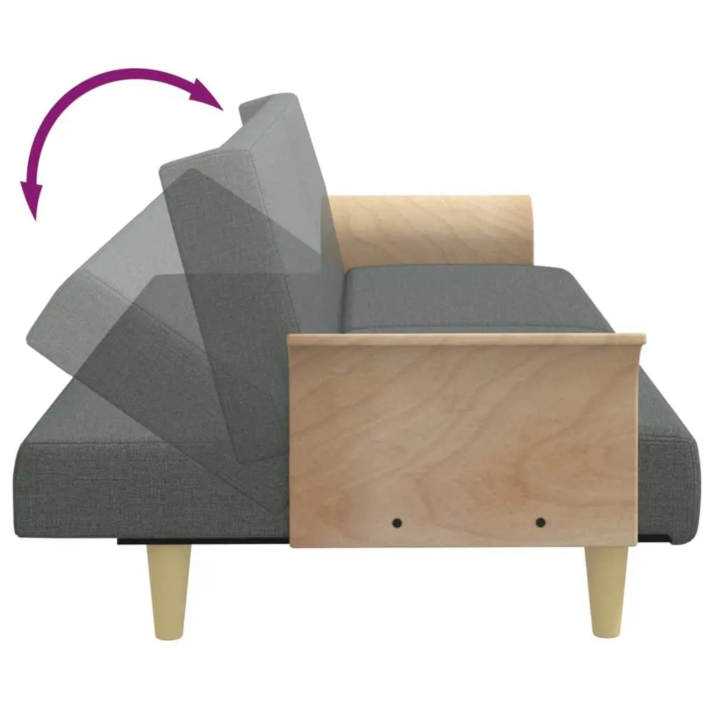 Grey Fabric Sofa Bed with Armrests