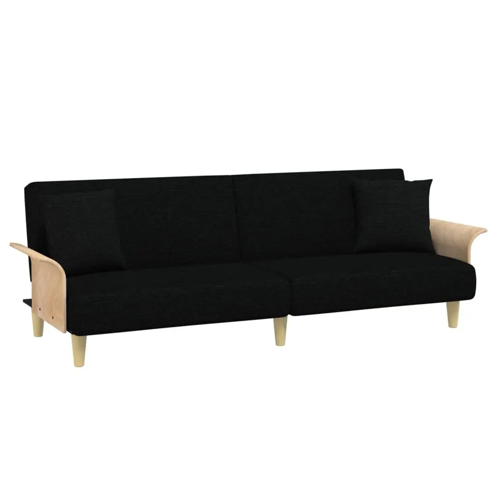 Black Fabric Sofa Bed with Armrests