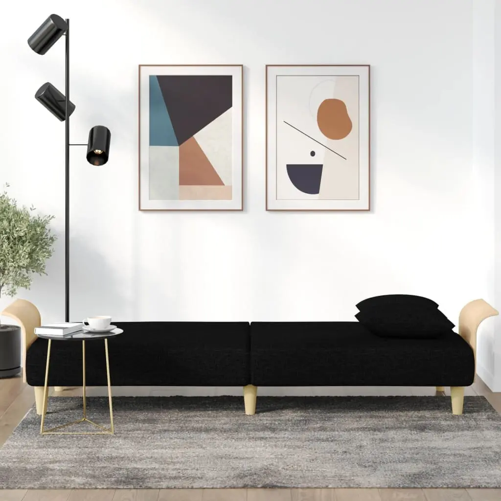 Black Fabric Sofa Bed with Armrests