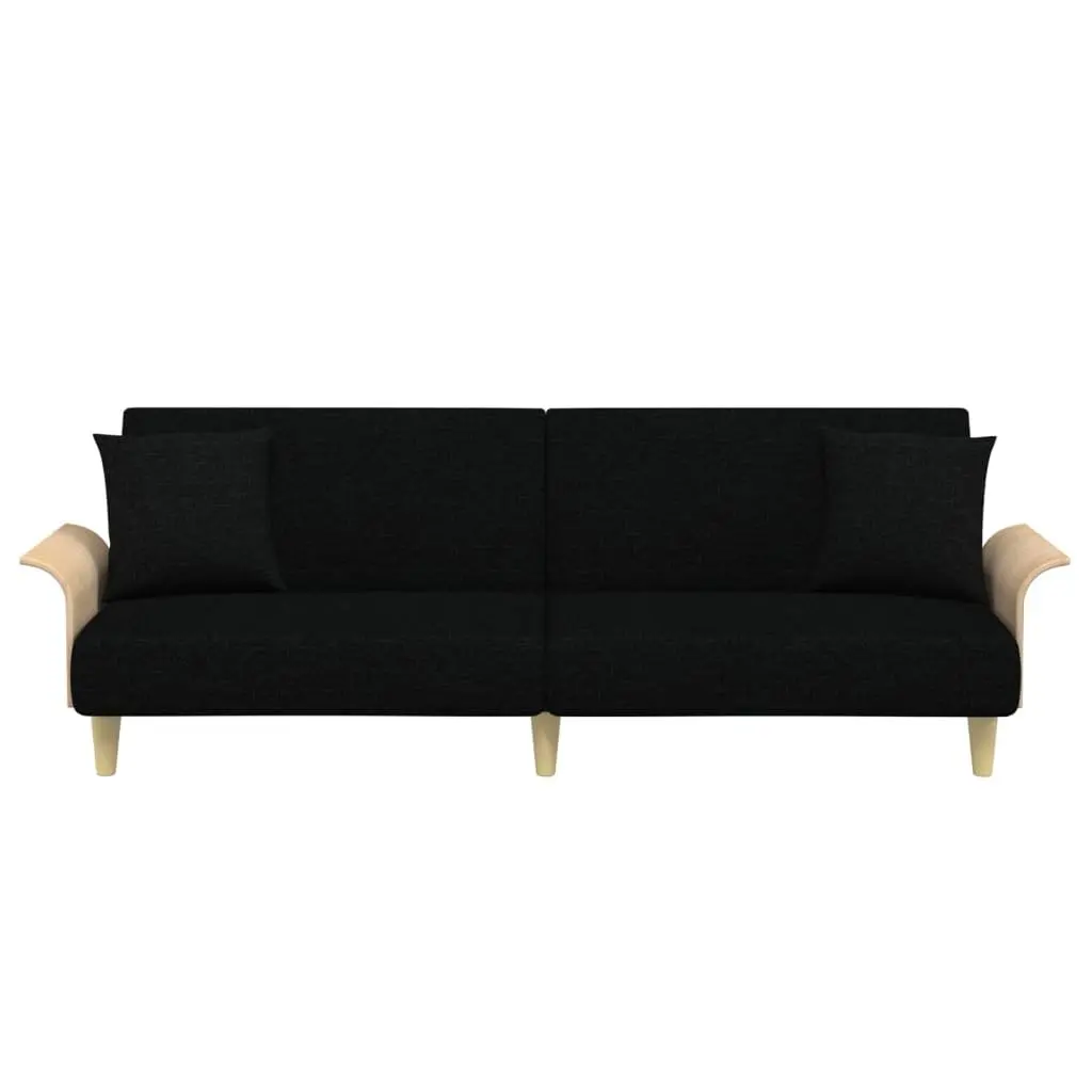 Black Fabric Sofa Bed with Armrests