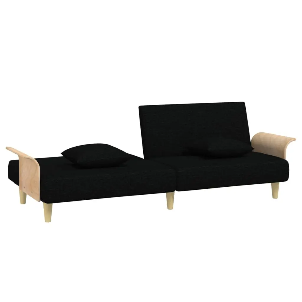 Black Fabric Sofa Bed with Armrests