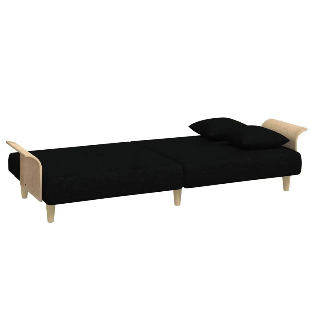 Black Fabric Sofa Bed with Armrests