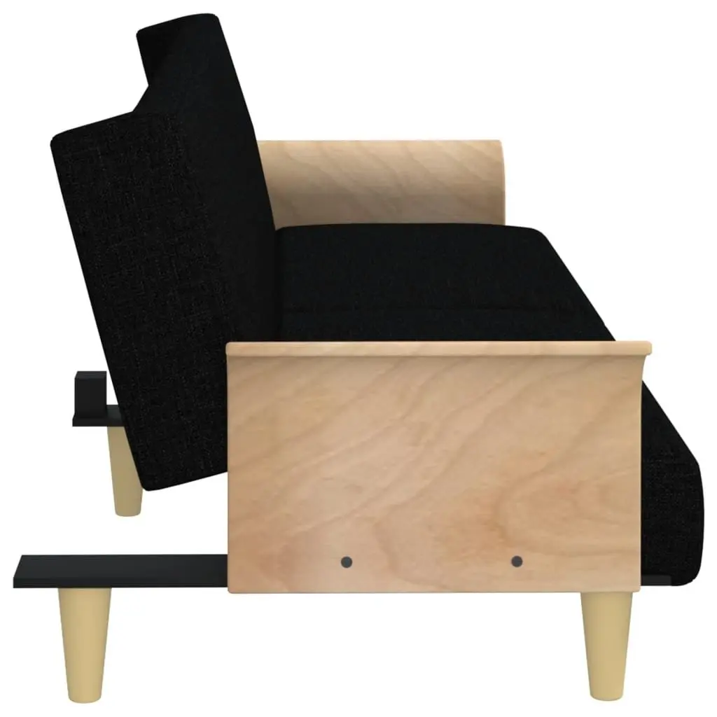 Black Fabric Sofa Bed with Armrests