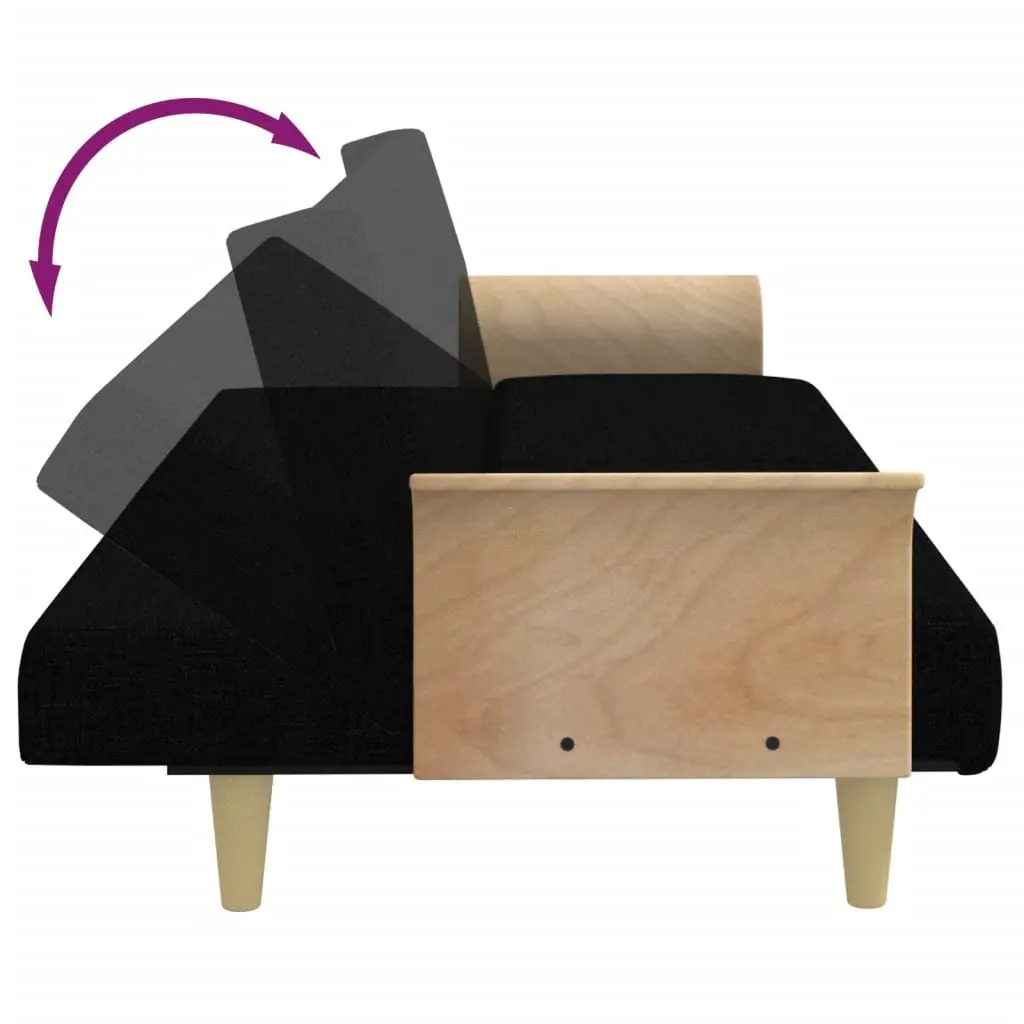 Black Fabric Sofa Bed with Armrests