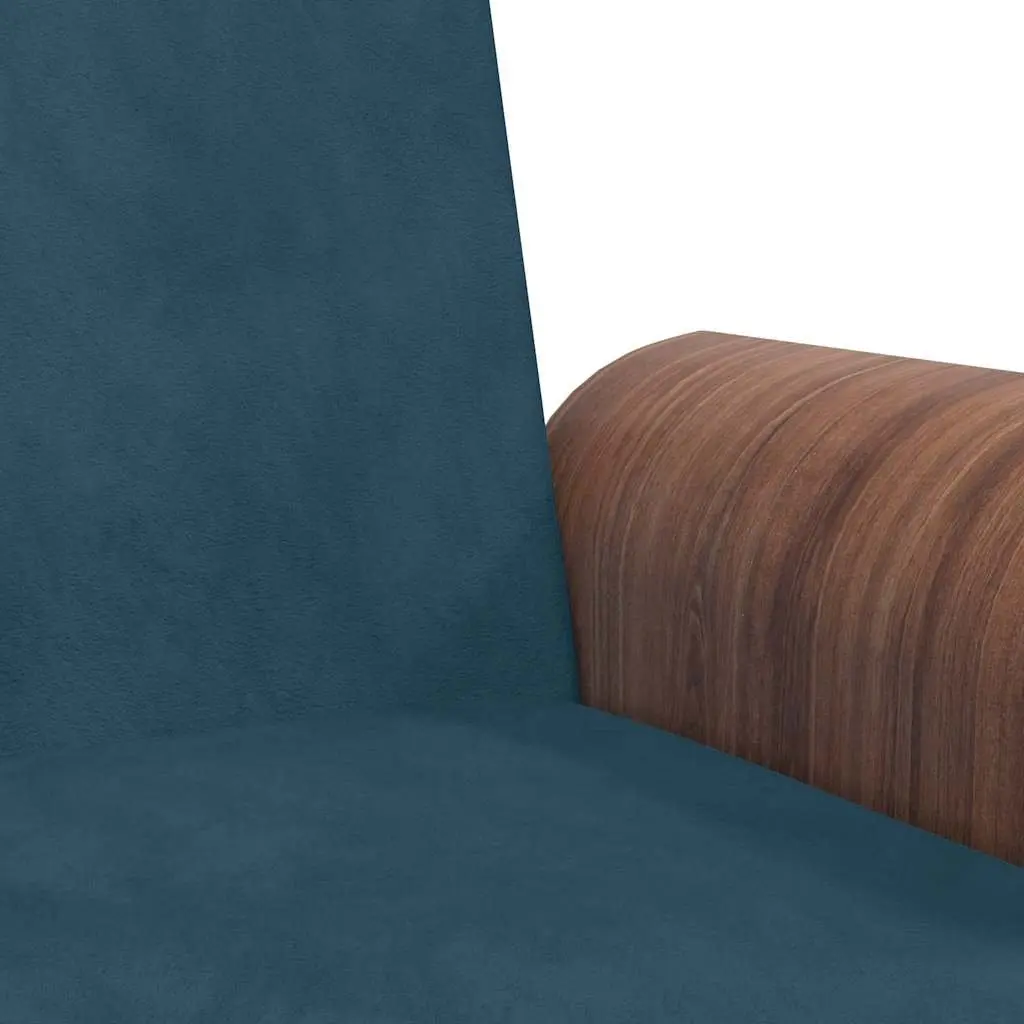 Sofa Bed Blue Velvet Adjustable Backrest Foldable Tea Table with Cup Holders and USB Ports