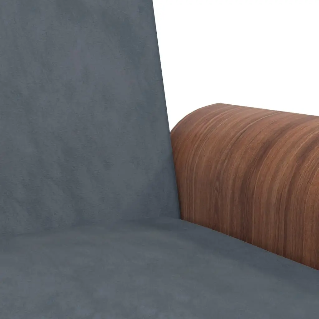 Grey Velvet Sofa Bed with Cup Holders and Adjustable Backrest