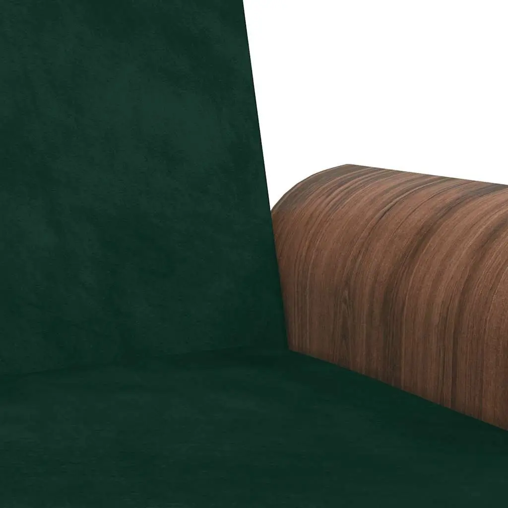 Sofa Bed Green Velvet Adjustable Backrest Foldable Tea Table with Cup Holders USB