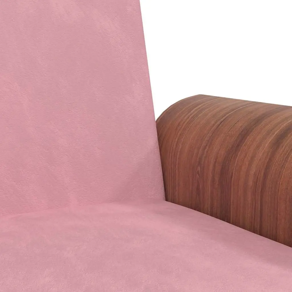 Sofa Bed Velvet Pink Foldable Tea Table Adjustable Backrest with Cup Holders