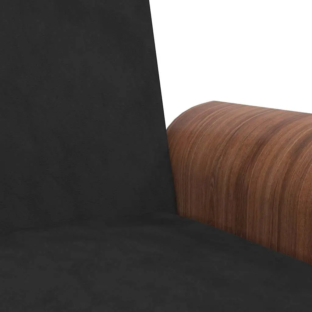 Sofa Bed Black Velvet Adjustable Backrest Foldable Tea Table