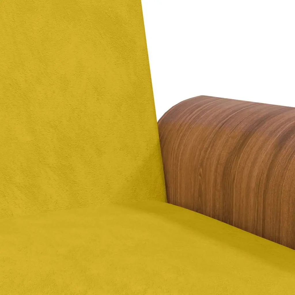 Sofa Bed Yellow Velvet Adjustable Backrest Foldable Tea Table with Cup Holders