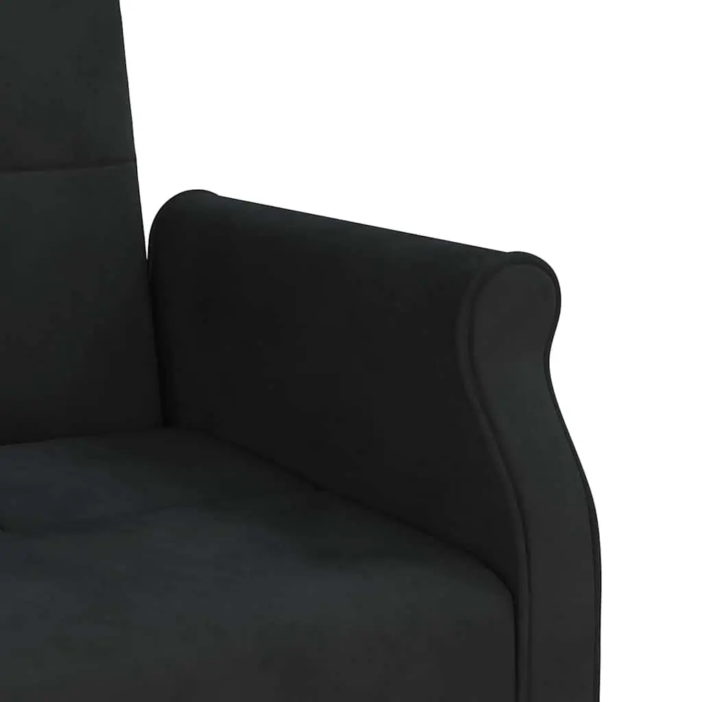 Sofa Bed Black Velvet Adjustable Backrest Sleeper Couch