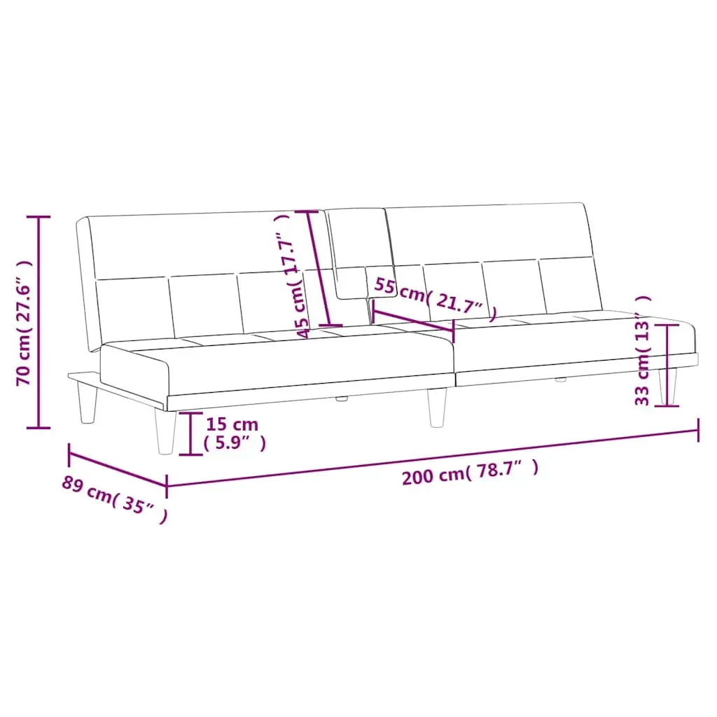 Grey Fabric Sofa Bed with Adjustable Backrest