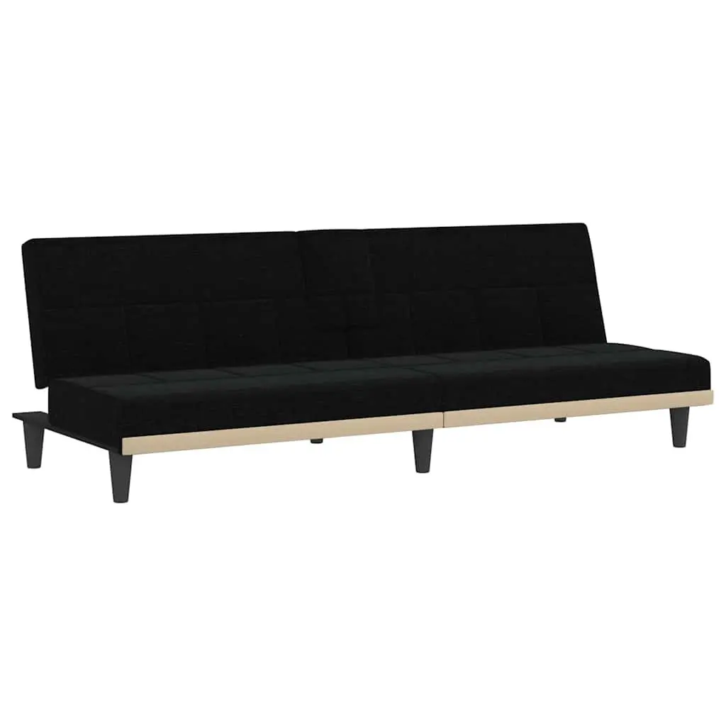 Black Fabric Sofa Bed with Adjustable Backrest