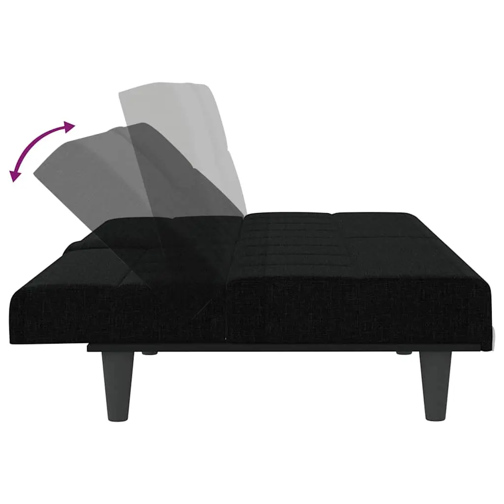 Black Fabric Sofa Bed with Adjustable Backrest