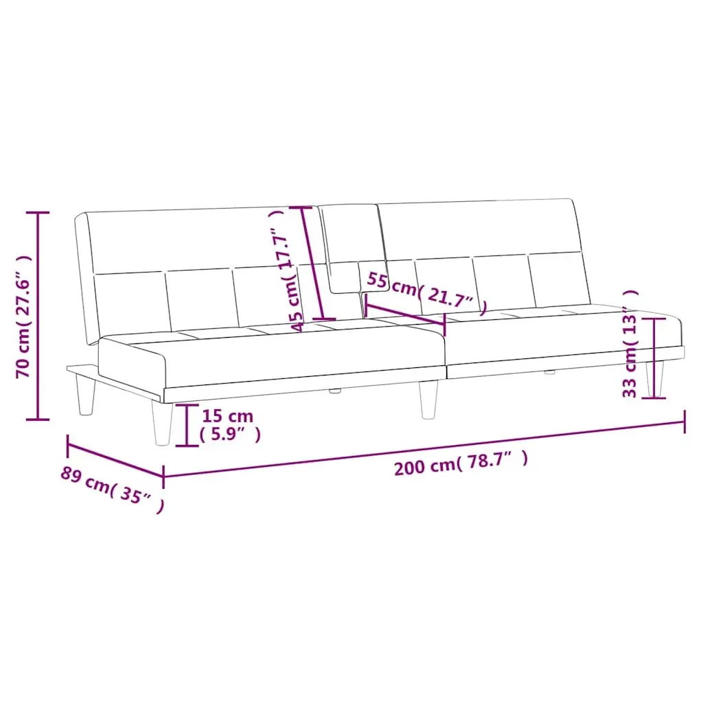 Black Fabric Sofa Bed with Adjustable Backrest