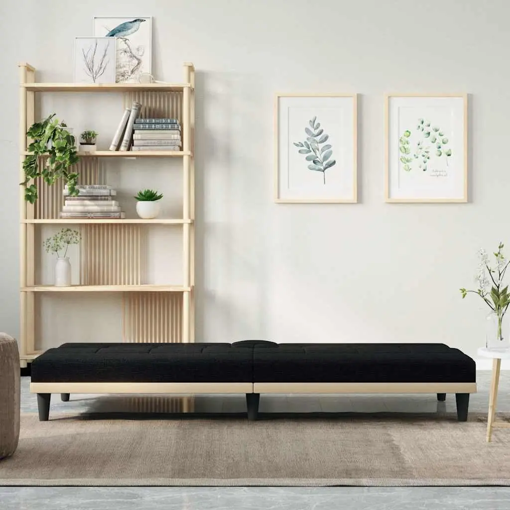 Black Fabric Sofa Bed with Adjustable Backrest