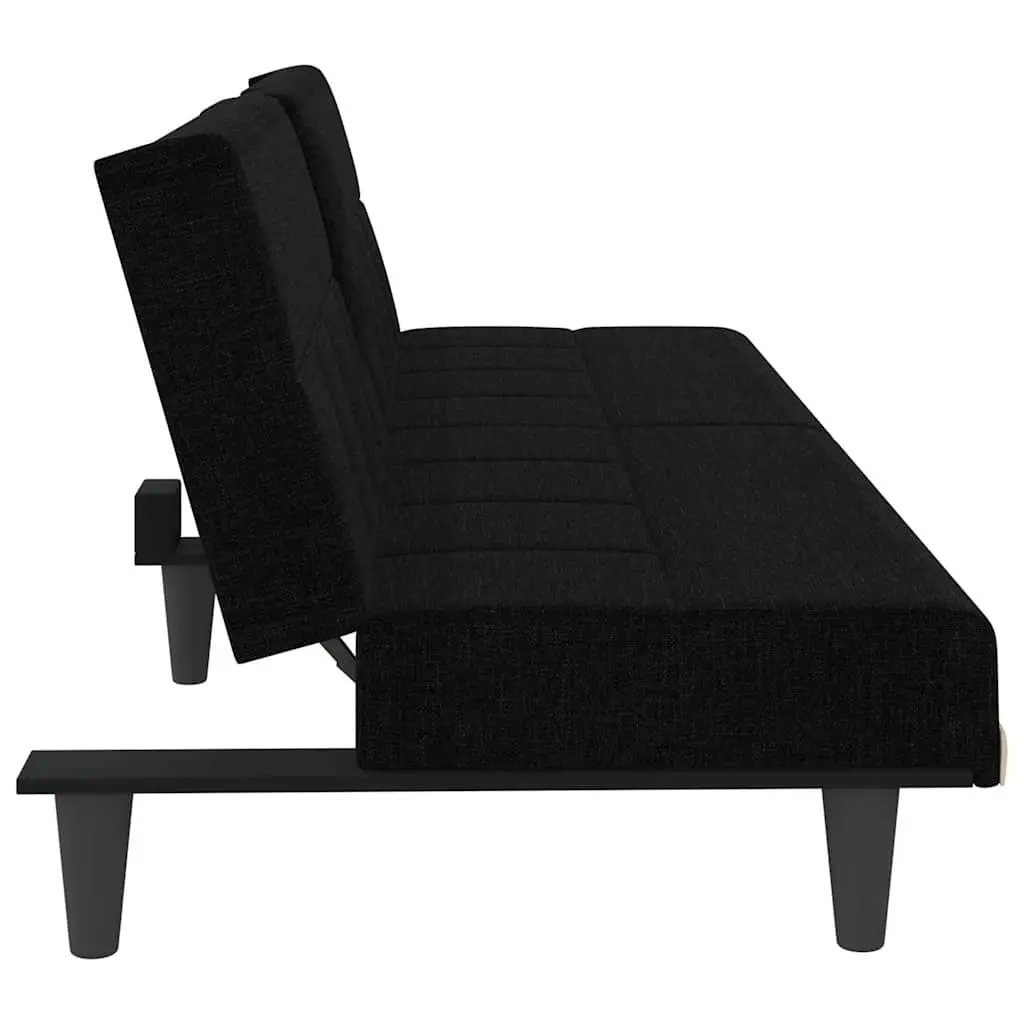 Black Fabric Sofa Bed with Adjustable Backrest