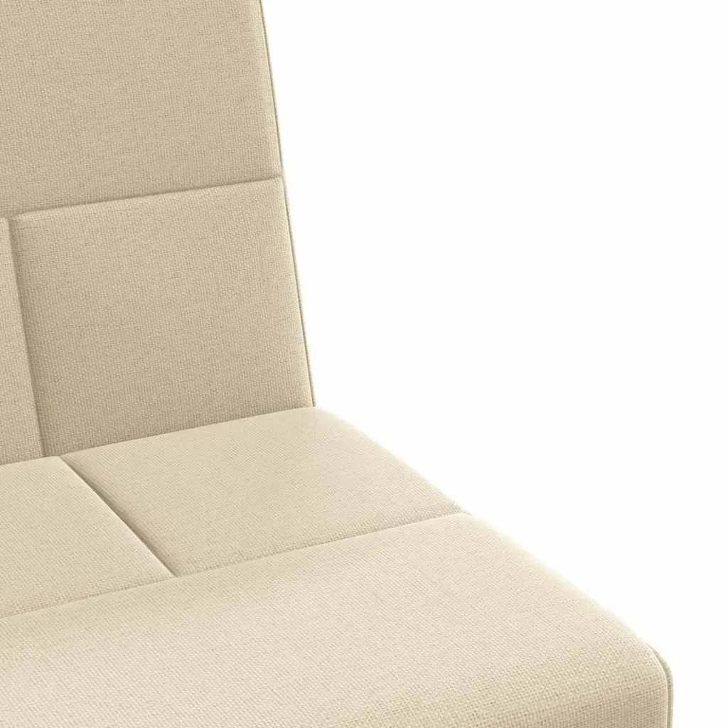 Sofa Bed Cream Fabric Adjustable Backrest Plywood Frame