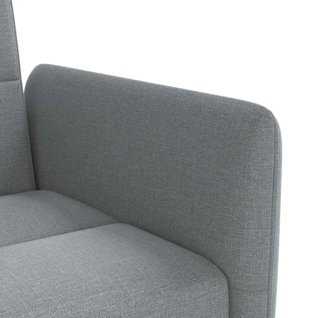 Sofa Bed Grey Fabric Adjustable Backrest Foldable Tea Table USB Charging Ports