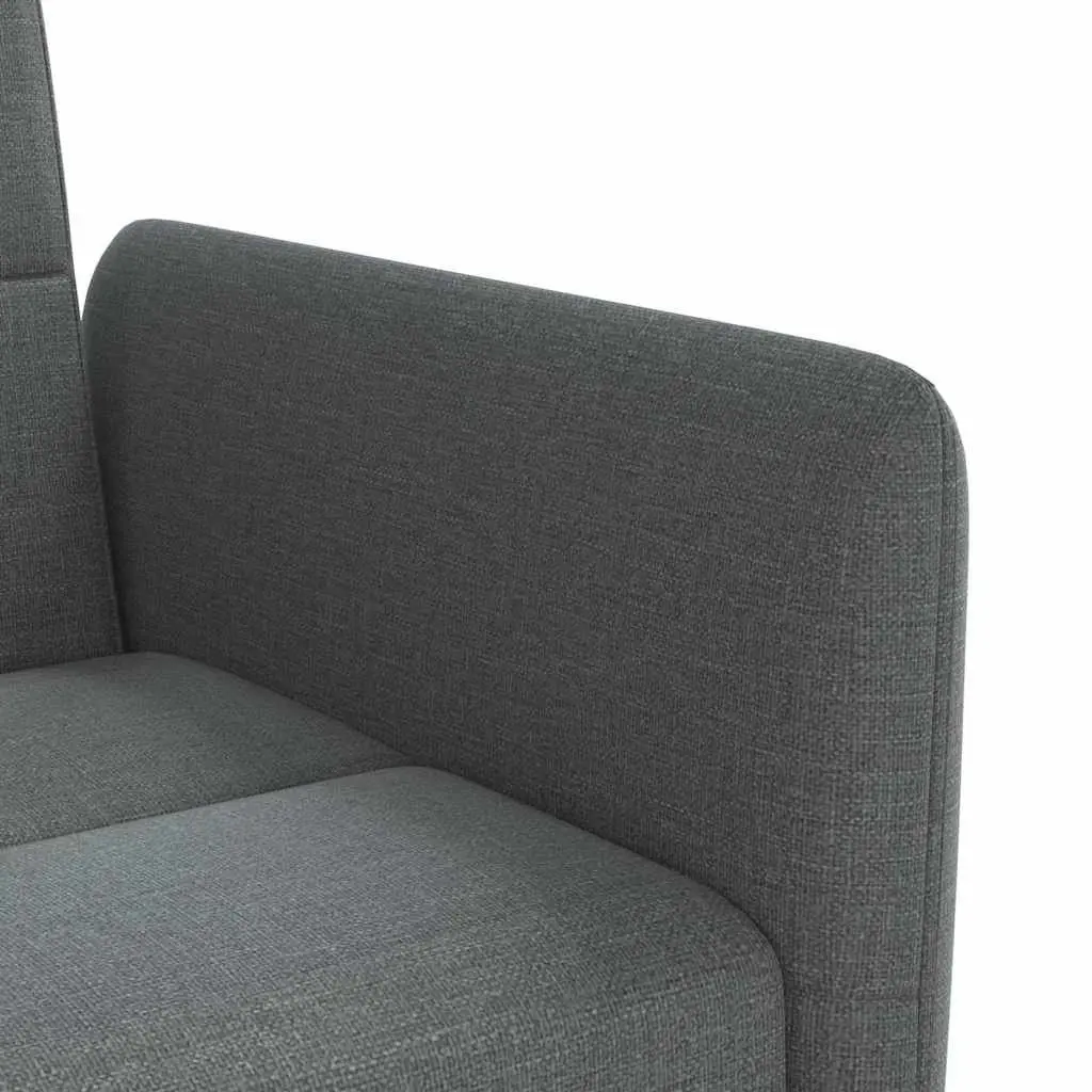 Adjustable Sofa Bed Grey Fabric with Cup Holders and Foldable Table