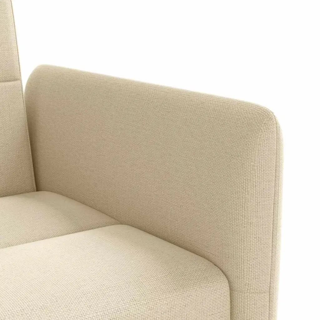 Cream Fabric Sofa Bed with Adjustable Backrest and Integrated Tea Table featuring Cup Holders and USB Charging Ports