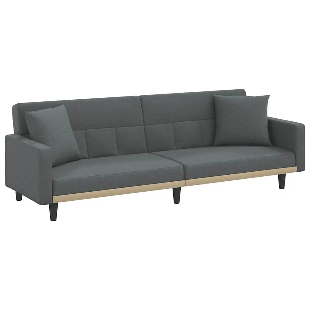 Sofa Bed Grey Fabric Adjustable Backrest Sleeper Couch