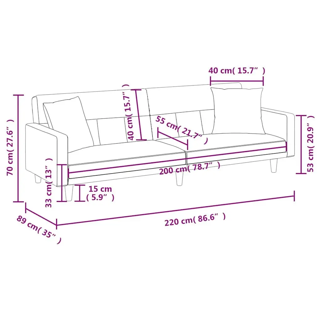 Sofa Bed Grey Fabric Adjustable Backrest Sleeper Couch