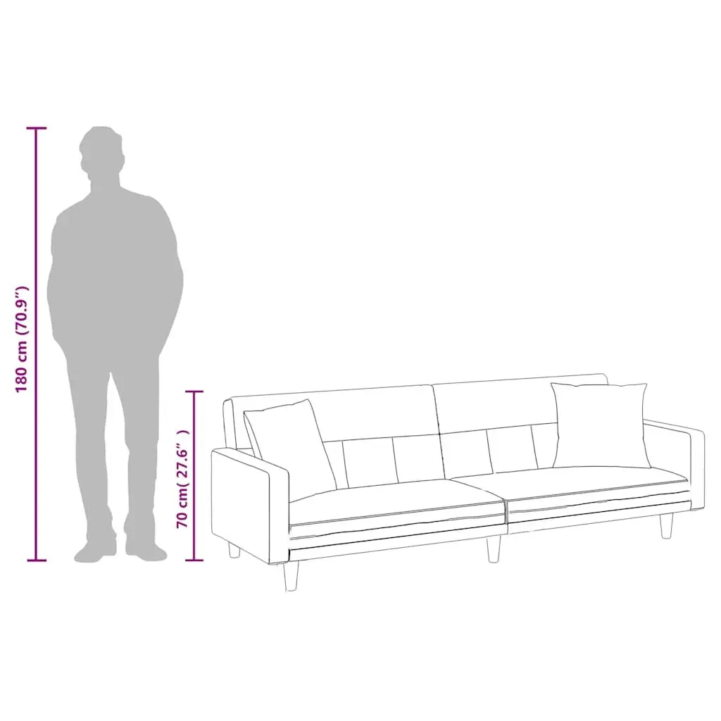 Sofa Bed Grey Fabric Adjustable Backrest Sleeper Couch