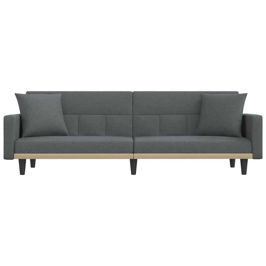Sofa Bed Grey Fabric Adjustable Backrest Sleeper Couch