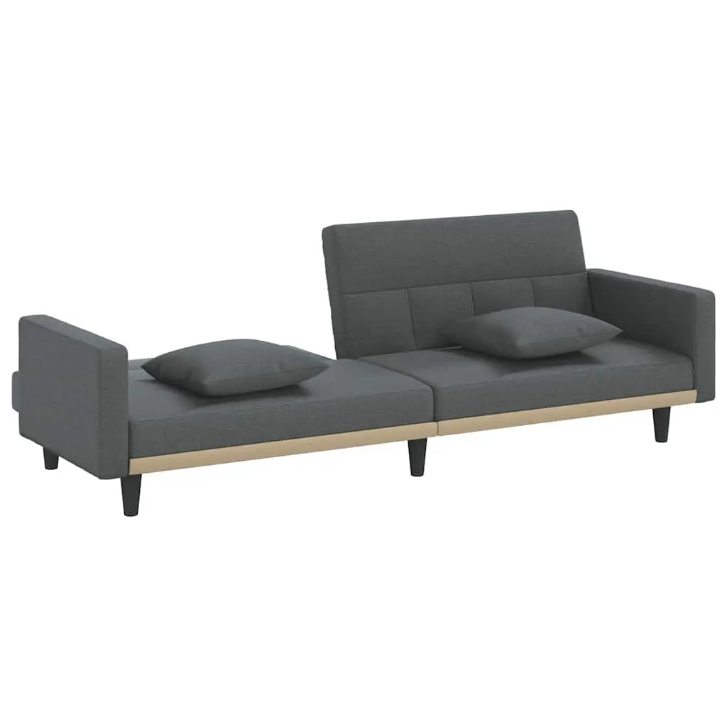 Sofa Bed Grey Fabric Adjustable Backrest Sleeper Couch