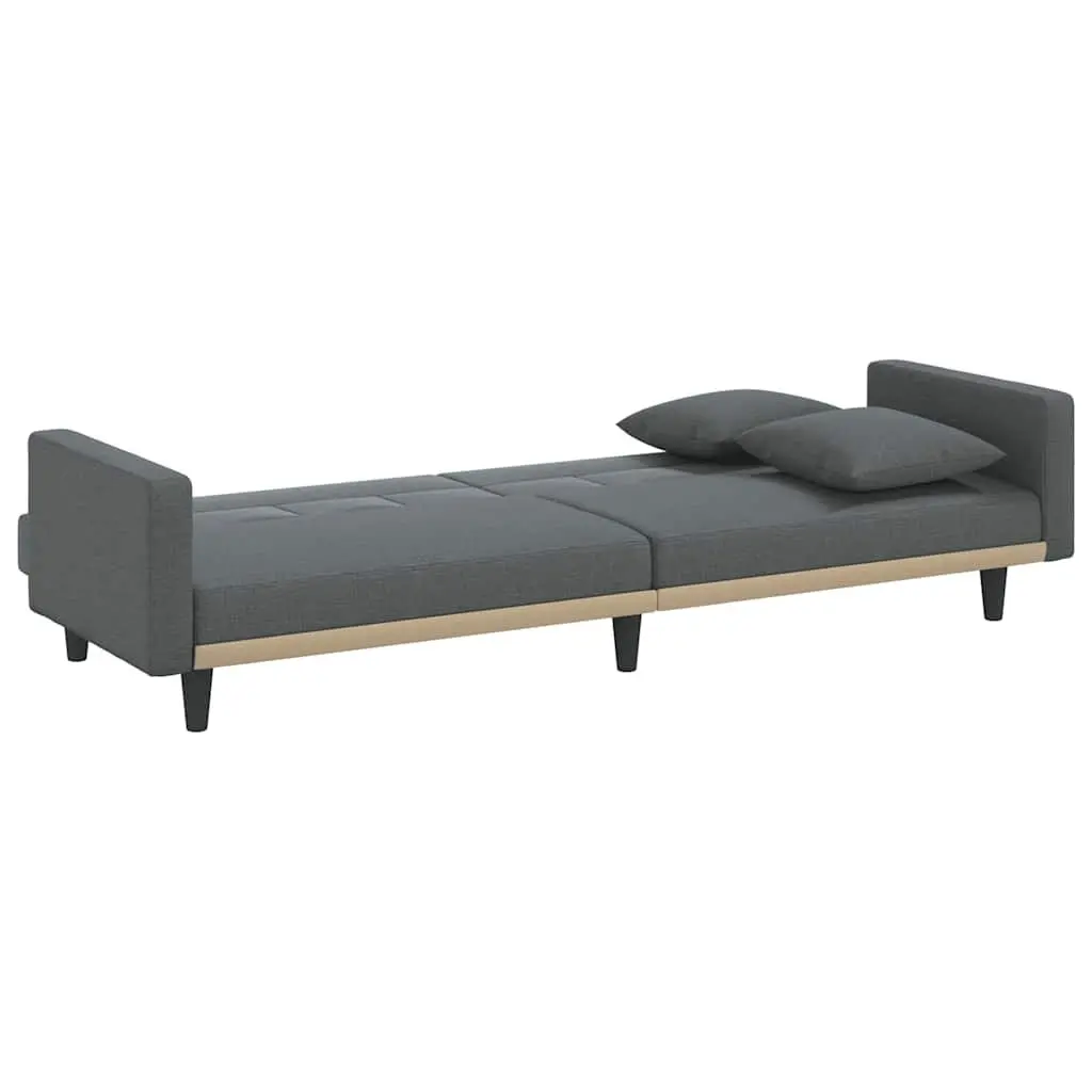 Sofa Bed Grey Fabric Adjustable Backrest Sleeper Couch