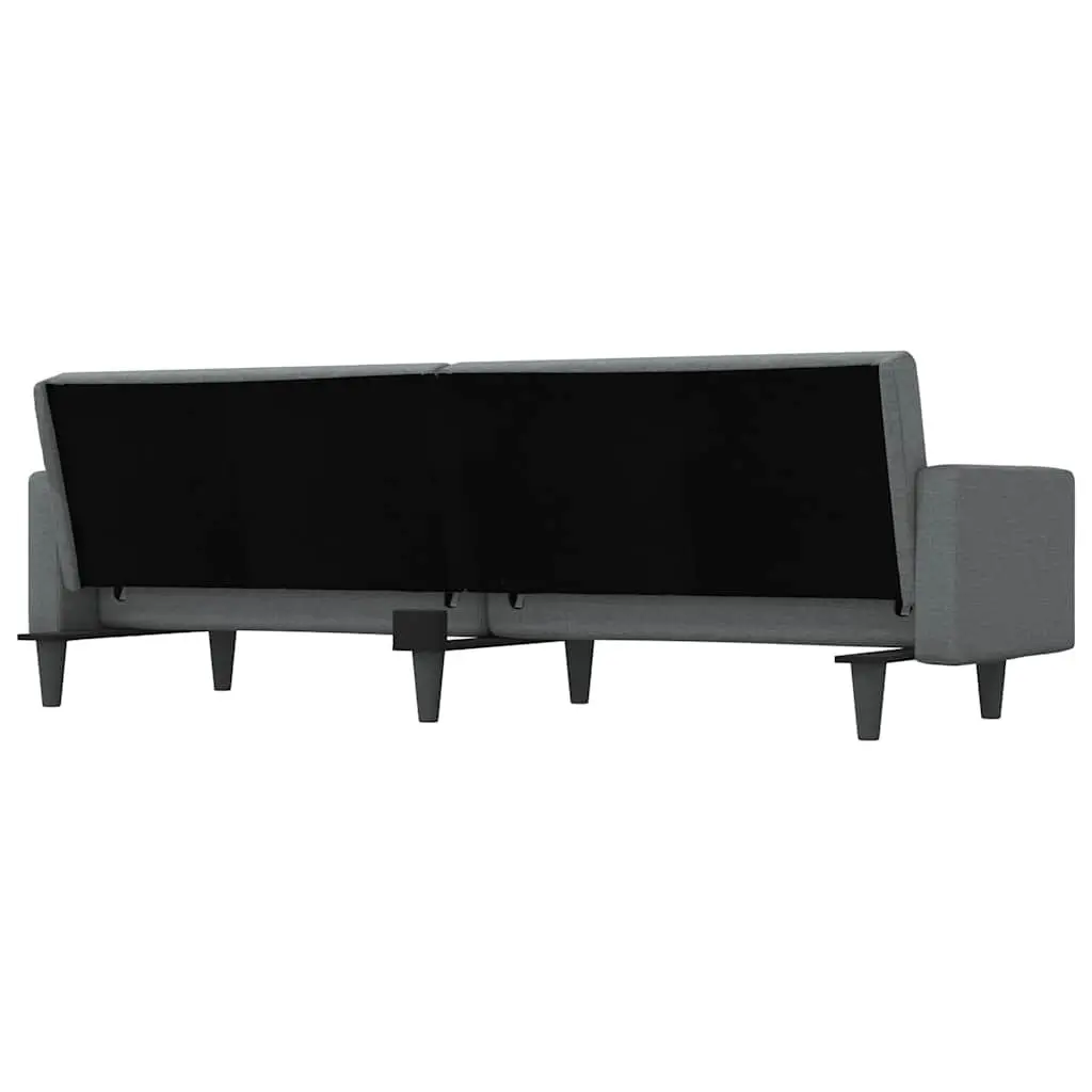 Sofa Bed Grey Fabric Adjustable Backrest Sleeper Couch