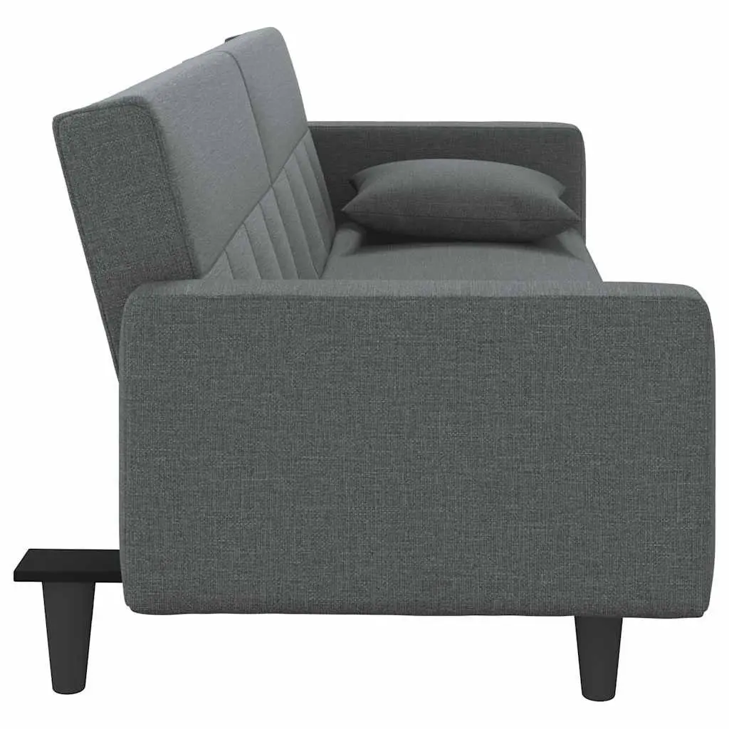 Sofa Bed Grey Fabric Adjustable Backrest Sleeper Couch