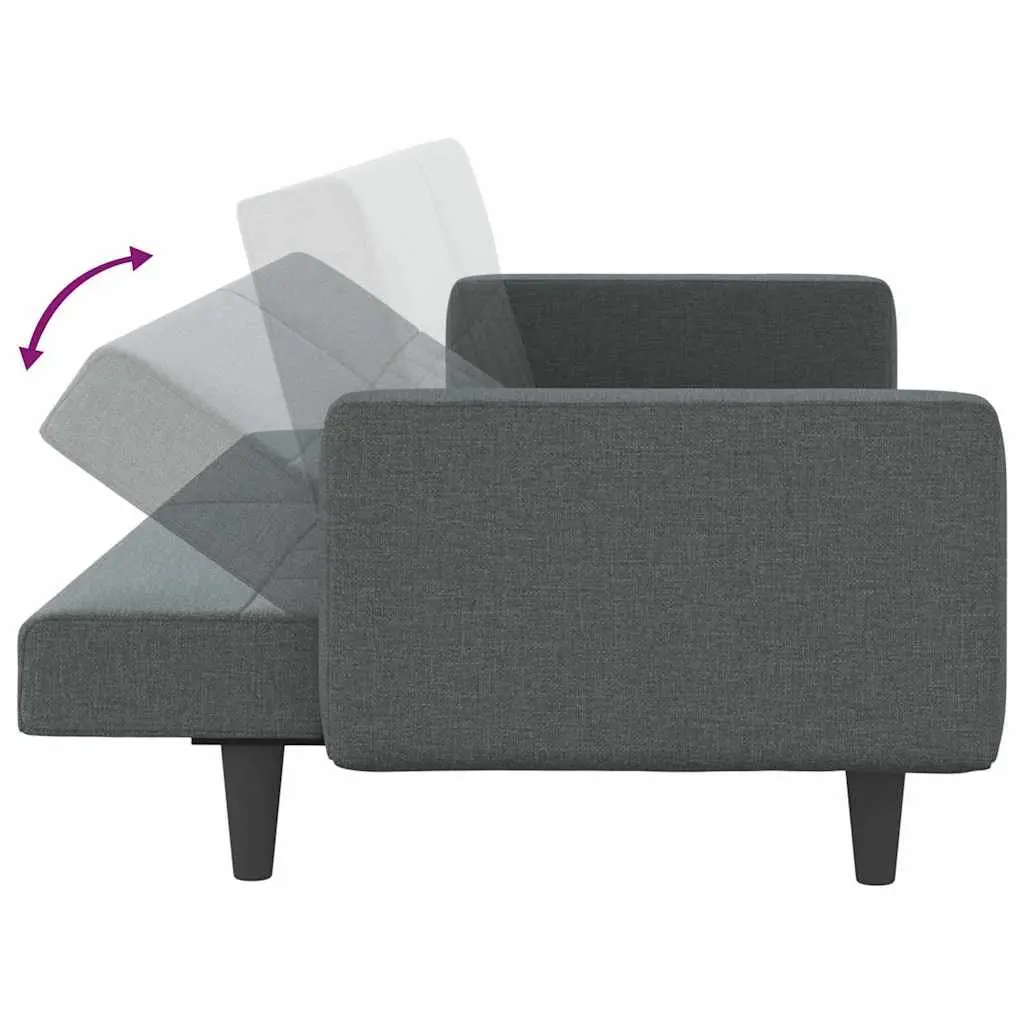 Sofa Bed Grey Fabric Adjustable Backrest Sleeper Couch