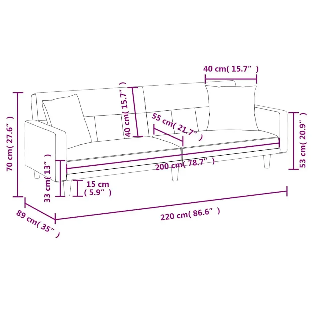 Sofa Bed Black Fabric Adjustable Backrest Sleeper Couch Guest Accommodation