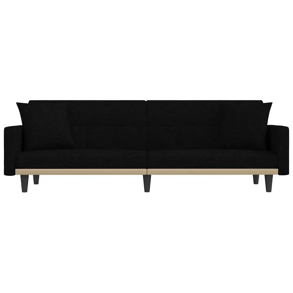 Sofa Bed Black Fabric Adjustable Backrest Sleeper Couch Guest Accommodation