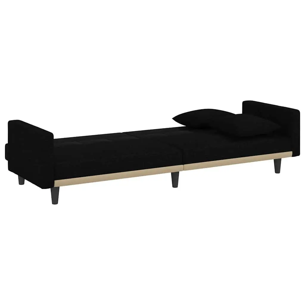 Sofa Bed Black Fabric Adjustable Backrest Sleeper Couch Guest Accommodation