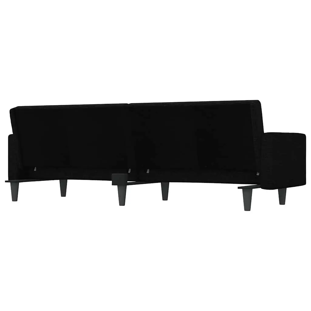 Sofa Bed Black Fabric Adjustable Backrest Sleeper Couch Guest Accommodation