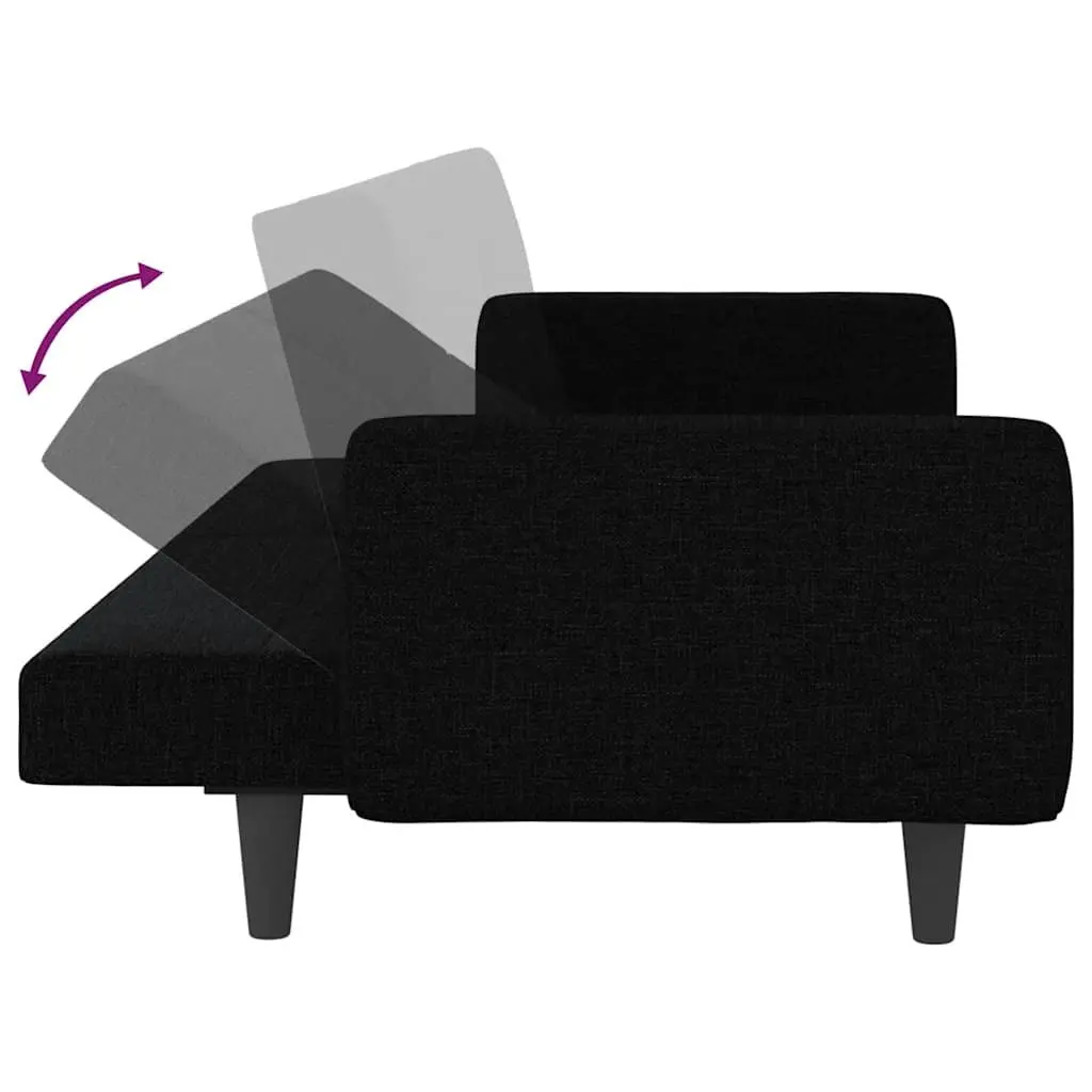 Sofa Bed Black Fabric Adjustable Backrest Sleeper Couch Guest Accommodation