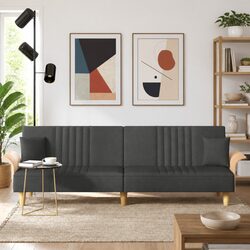 Comfortable Grey Fabric Sofa Bed with Adjustable Backrest