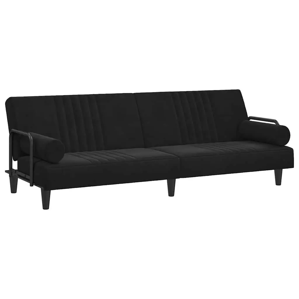 Black Velvet Sofa Bed with Adjustable Backrest