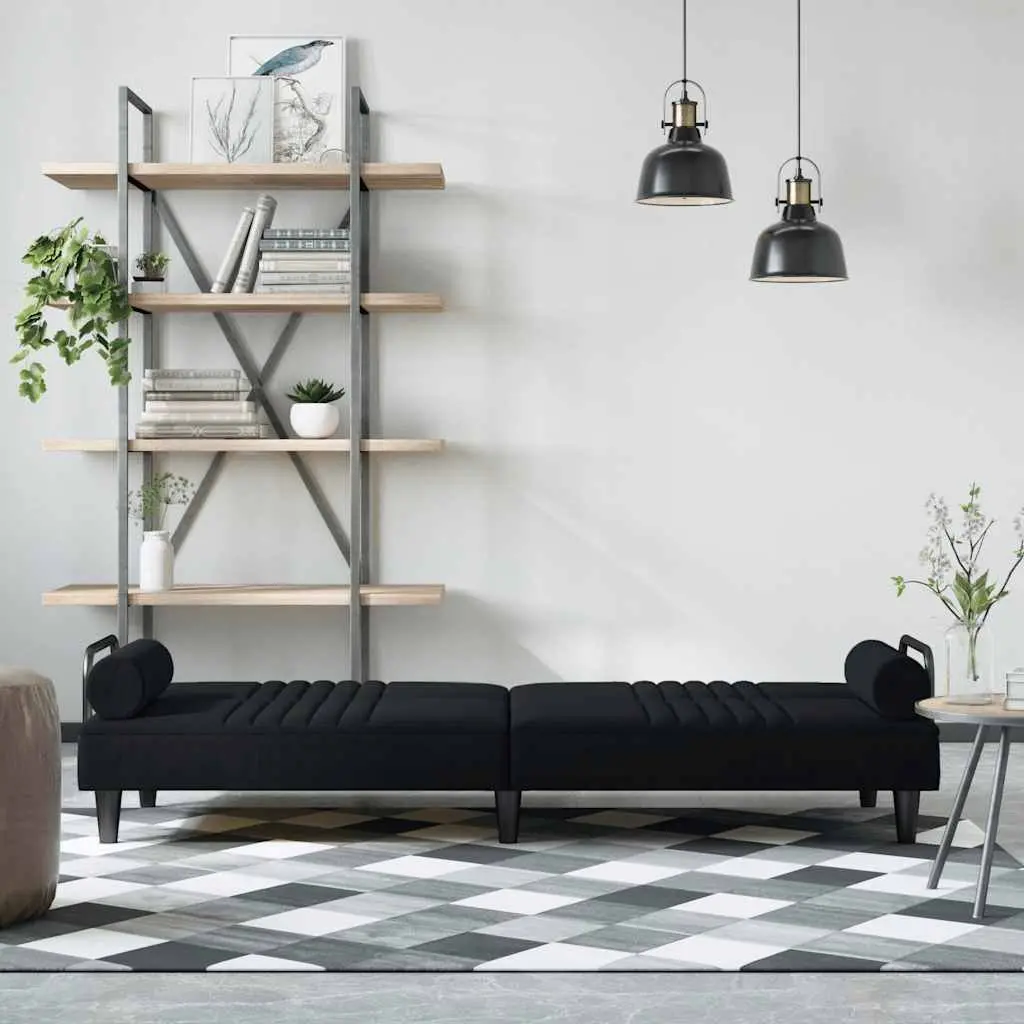 Black Velvet Sofa Bed with Adjustable Backrest