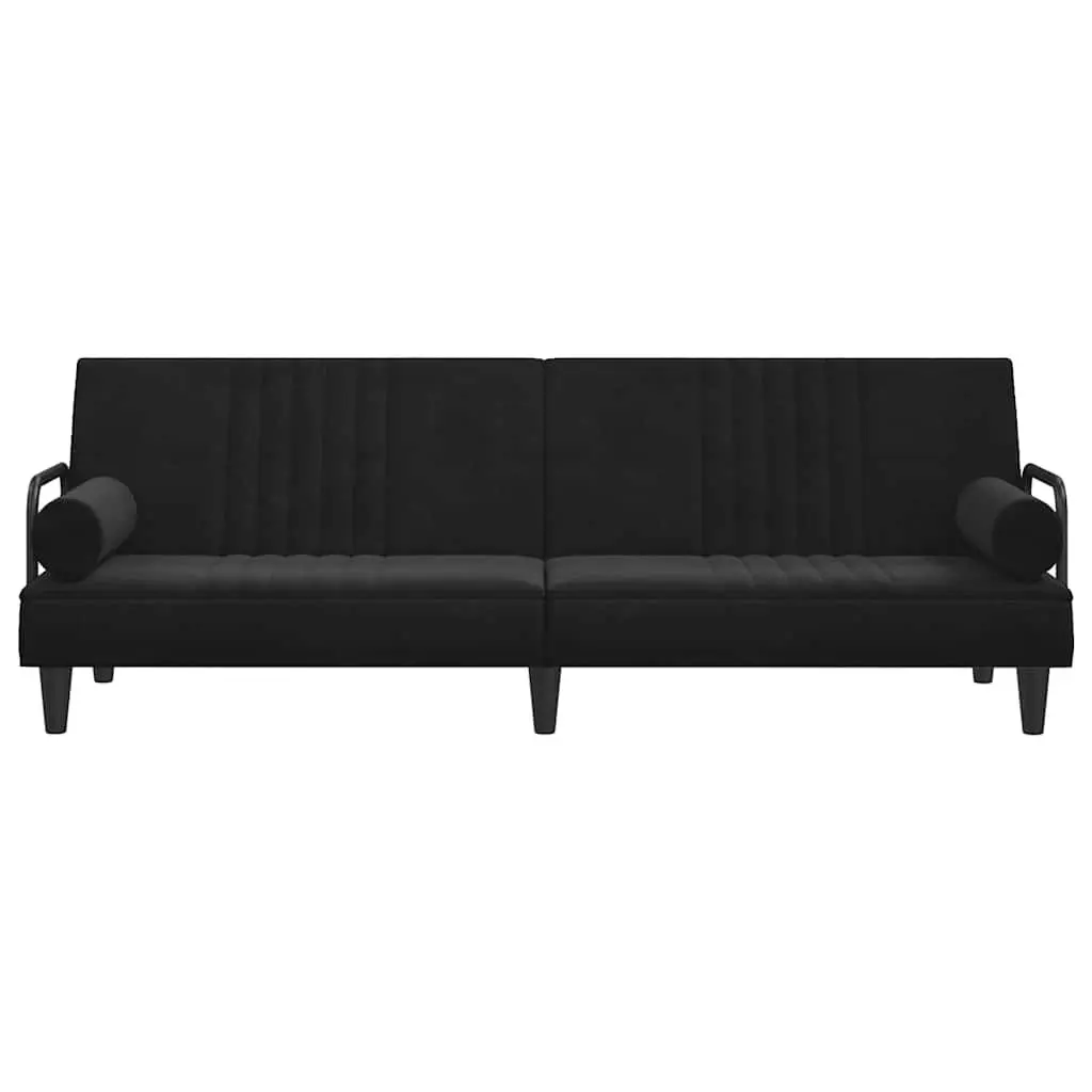 Black Velvet Sofa Bed with Adjustable Backrest