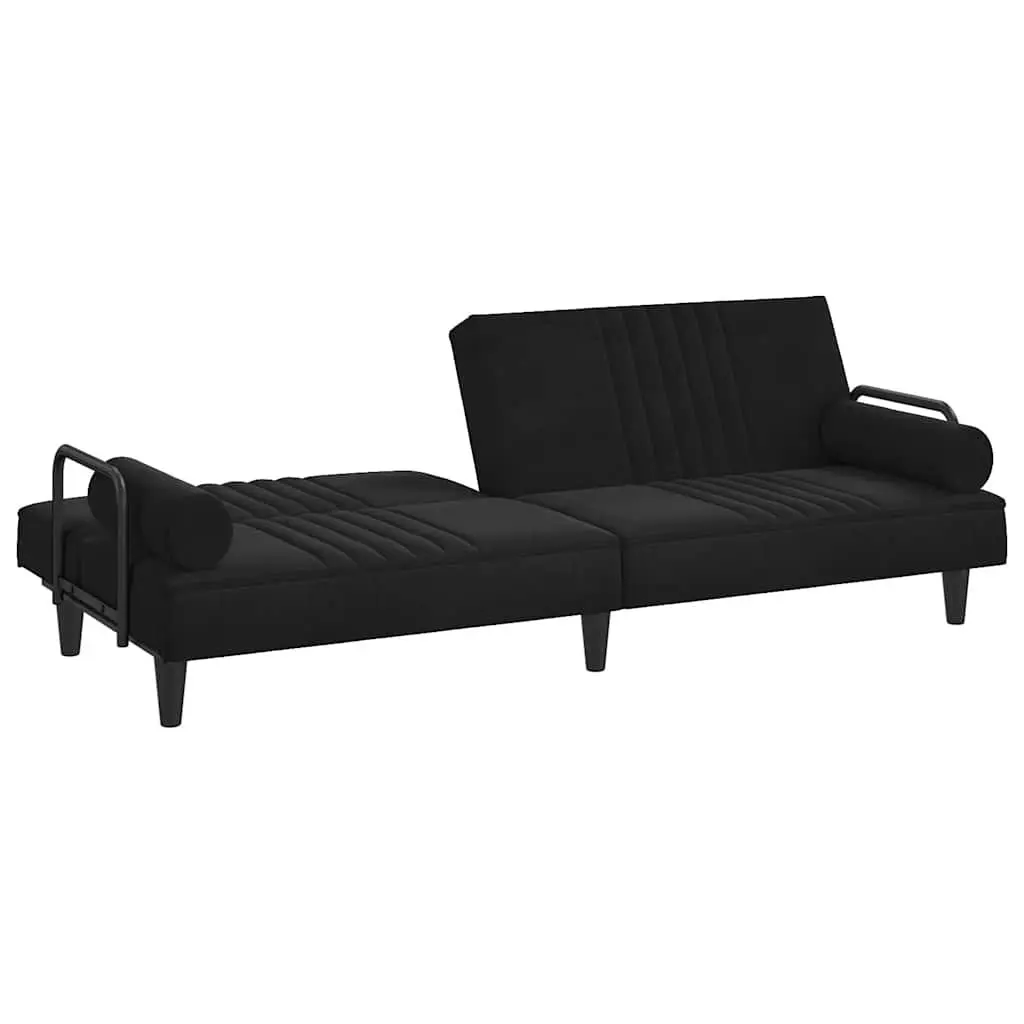 Black Velvet Sofa Bed with Adjustable Backrest