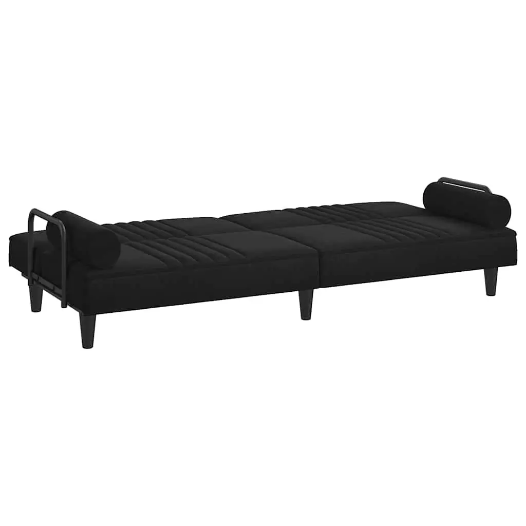Black Velvet Sofa Bed with Adjustable Backrest