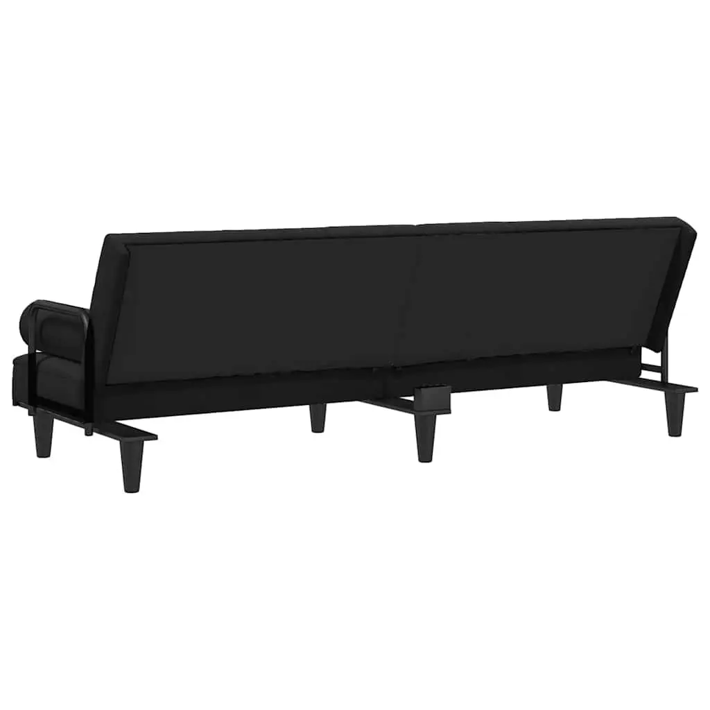 Black Velvet Sofa Bed with Adjustable Backrest