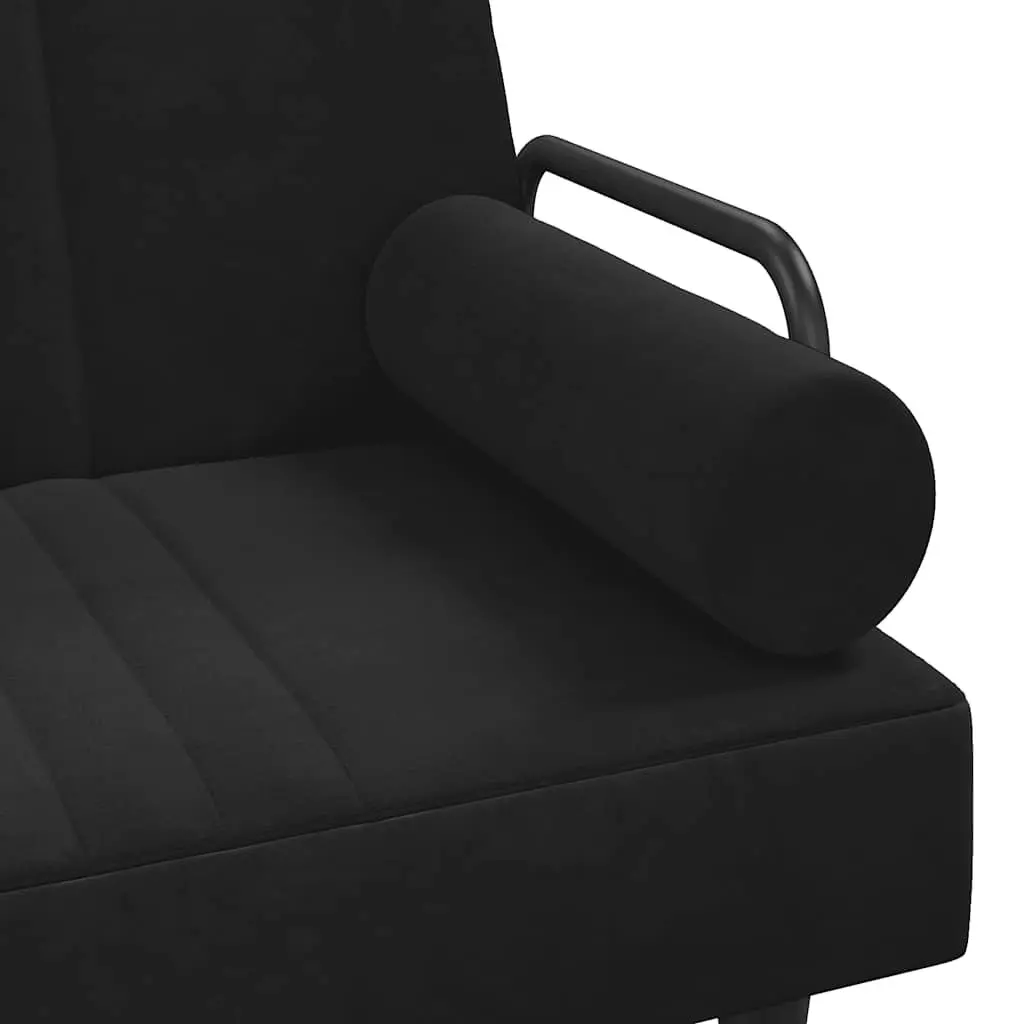 Black Velvet Sofa Bed with Adjustable Backrest