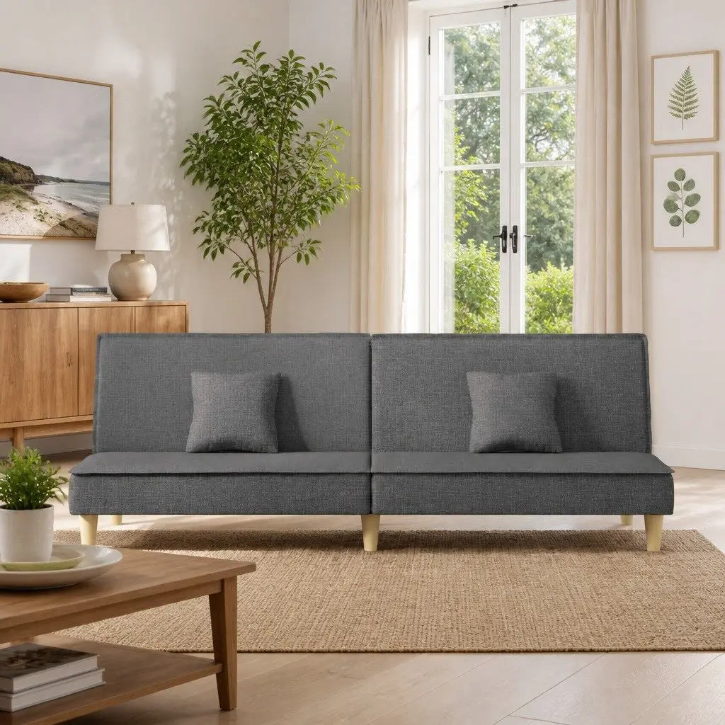 Adjustable Grey Fabric Sofa Bed for Comfort and Style